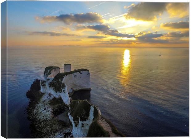  Old Harry Rocks Sunrise Canvas Print by Andrew McGivern
