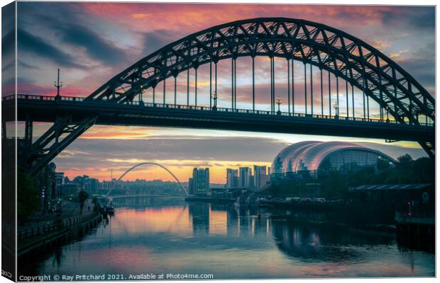 Tyne Bridge and River Tyne Canvas Print by Ray Pritchard
