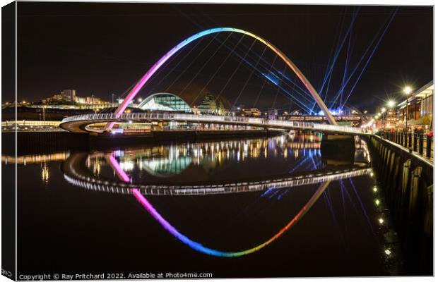 Lasers across the Tyne Canvas Print by Ray Pritchard