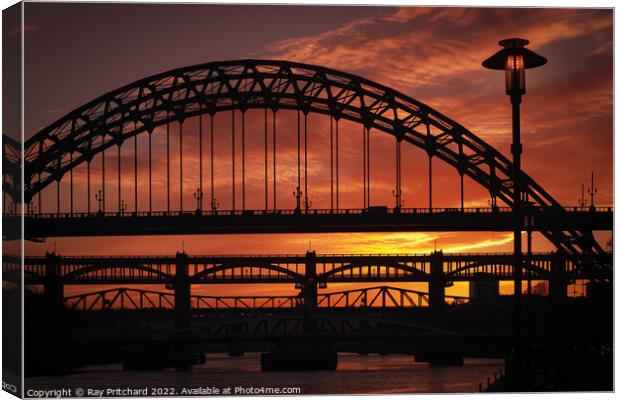 Tyne Bridge at Sunset Canvas Print by Ray Pritchard