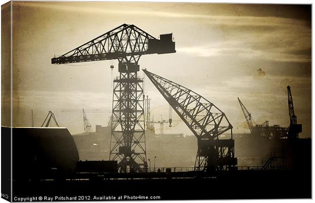 Cranes On the Tyne Canvas Print by Ray Pritchard