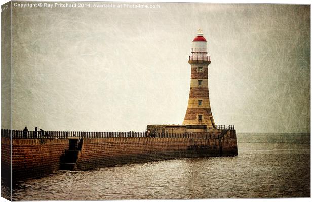 Textured Roker Lighthouse Canvas Print by Ray Pritchard