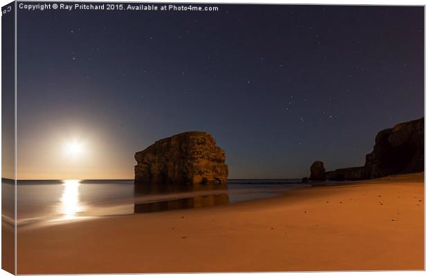  Moon Rise Over Marsden Bay Canvas Print by Ray Pritchard