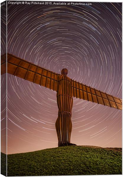   Angel of the North with Star Trails Canvas Print by Ray Pritchard