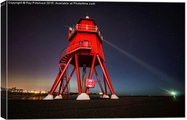  Herd Lighthouse with the Aurora Canvas Print by Ray Pritchard