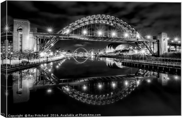 Tyne Bridge Reflected Canvas Print by Ray Pritchard