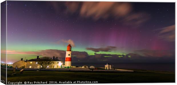 Aurora at Souter Lighthouse Canvas Print by Ray Pritchard