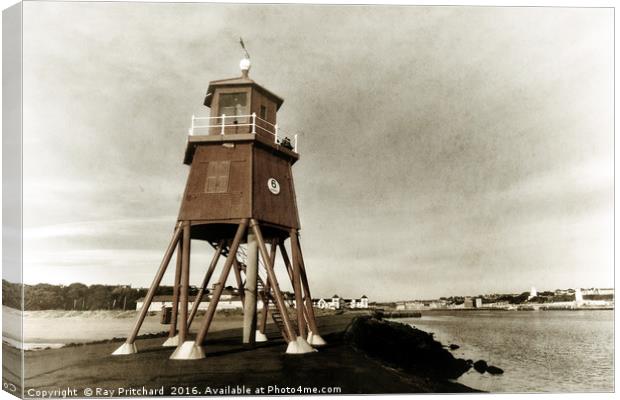Herd Groyne Lighthouse  Canvas Print by Ray Pritchard