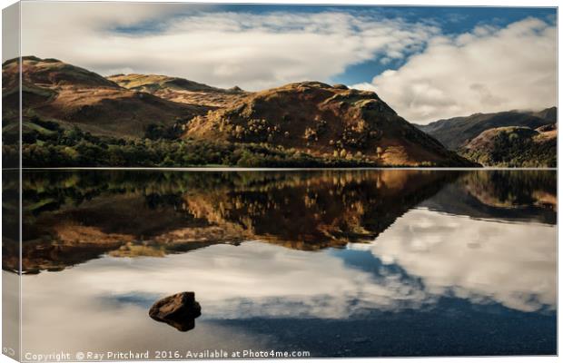 Ullswater and a Rock Canvas Print by Ray Pritchard