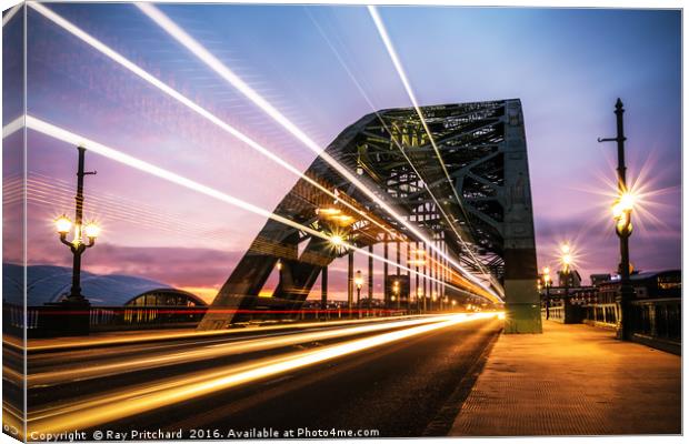 Newcastle Light Trails at Sunrise Canvas Print by Ray Pritchard