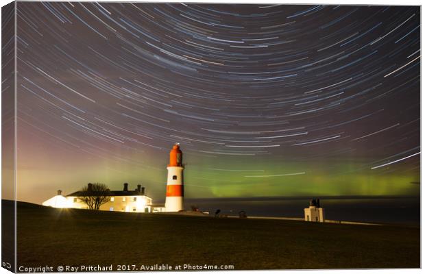 Aurora at Souter Lighthouse  Canvas Print by Ray Pritchard