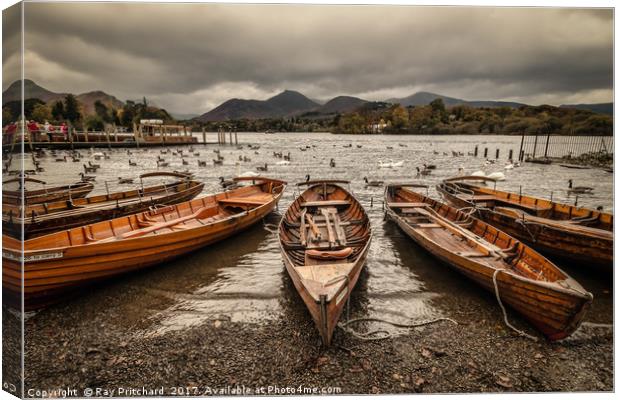 Derwent Water Boats Canvas Print by Ray Pritchard