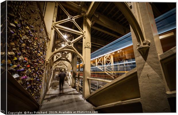 High Level Bus Trails and Love Locks Canvas Print by Ray Pritchard