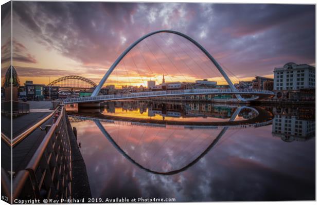 Millennium Bridge from Gateshead Canvas Print by Ray Pritchard