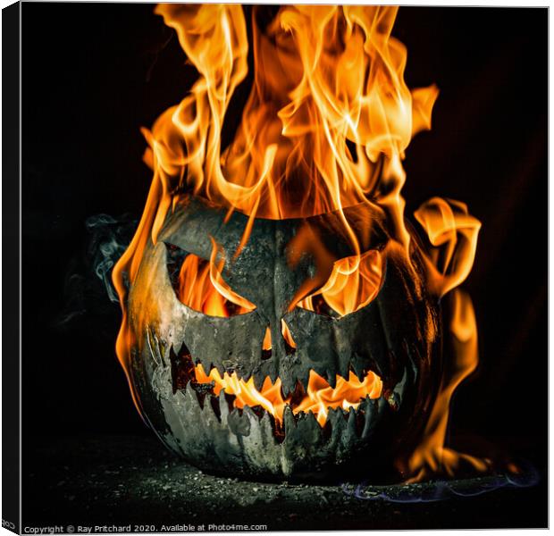 Pumpkin On Fire  Canvas Print by Ray Pritchard