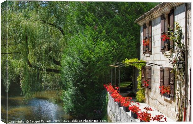 French Riverside Cottage Canvas Print by Jacqui Farrell