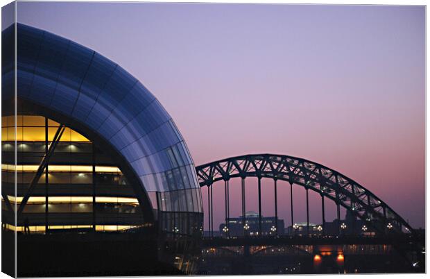 Newcastle Tyne Bridge and Sage at Sunset Canvas Print by Jacqui Farrell