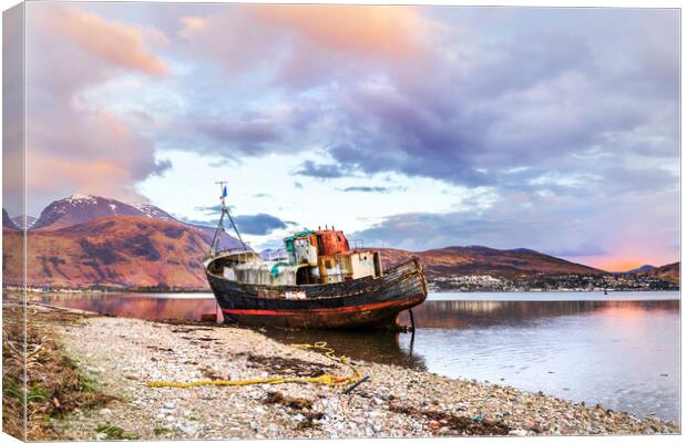 Corpach Shipwreck, Loch Linnhe, Fort William. Canvas Print by chris smith