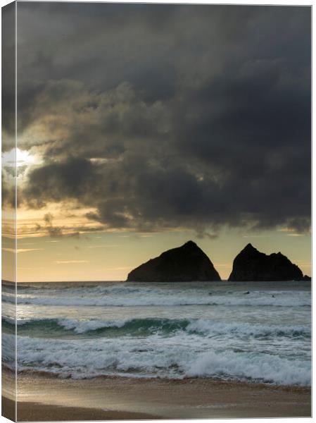 sunset at holywell bay, newquay UK Canvas Print by chris smith