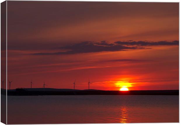 Wind turbines at sunset  Canvas Print by chris smith