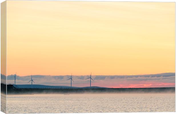 Wind turbine sunset   Canvas Print by chris smith