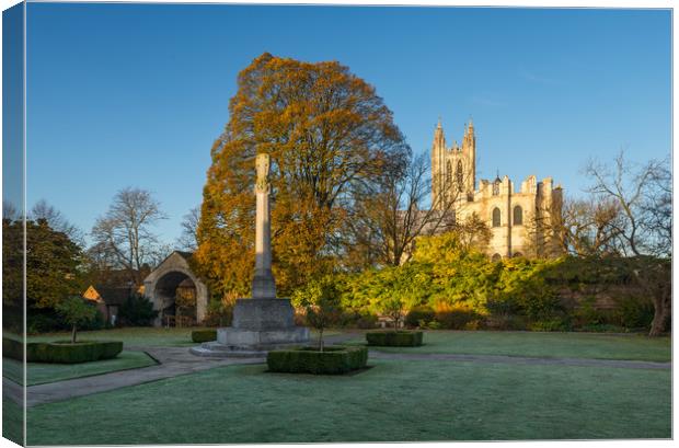 A touch of frost at Canterbury Cathedral  Canvas Print by Stewart Mckeown