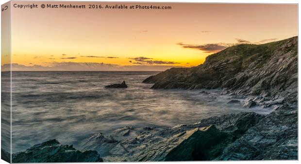 Sunset at Newquay Canvas Print by MATT MENHENETT