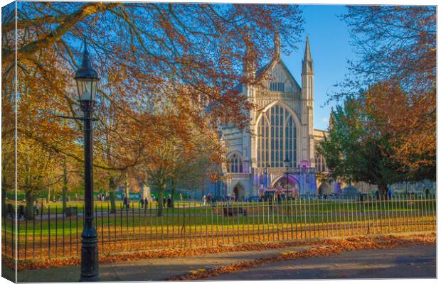 Winchester Cathedral in Autumn,Hampshire ,England. Canvas Print by Philip Enticknap
