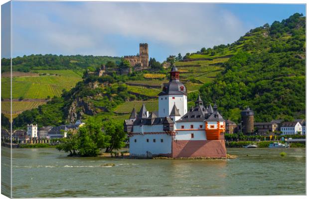 Pfalzgrafenstein Castle. near Kaub in the middle o Canvas Print by Philip Enticknap