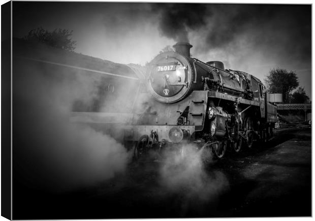 The  Power of Steam Black &  White  Canvas Print by Philip Enticknap