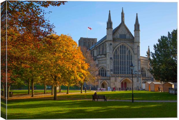 Winchester Cathedral in Autumn Canvas Print by Philip Enticknap