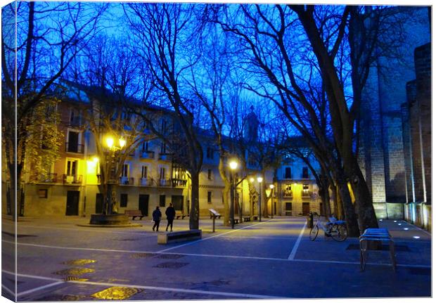 Square in old town ( Casco Viejo ) Pamplona Navarra Spain Canvas Print by Philip Enticknap