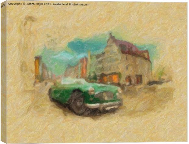 Vintage Green car  Canvas Print by Zahra Majid