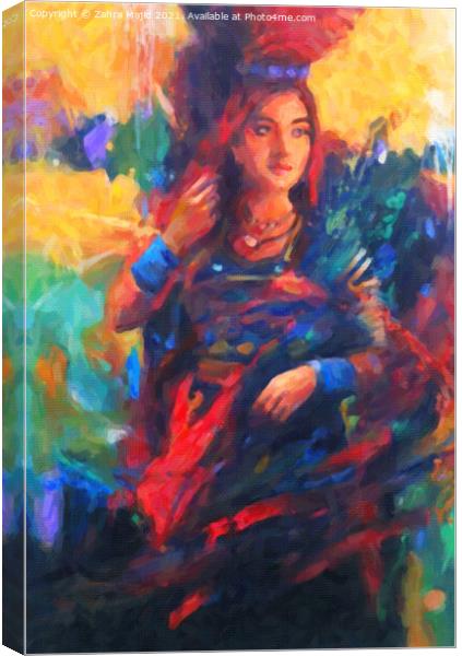 Artsy Colourful take on the Cultural Portrait Canvas Print by Zahra Majid