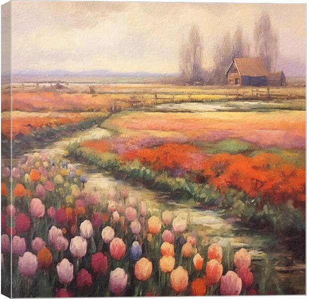 Gorgeous subdued Tulip Fields Canvas Print by Zahra Majid
