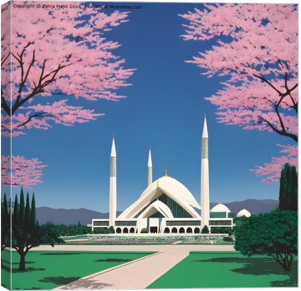 Faisal Masjid Islamabad Pakistan Canvas Print by Zahra Majid