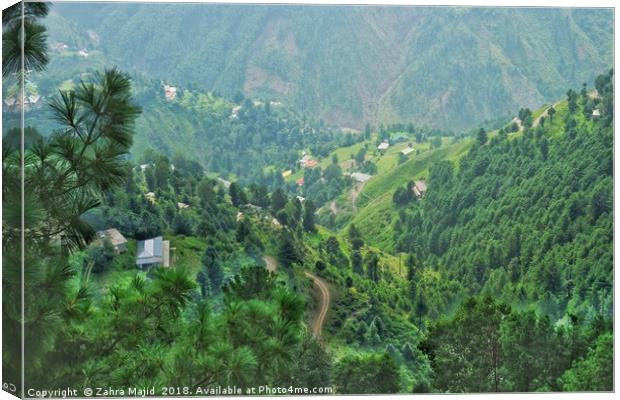 Serene Foggy Kalabagh View                        Canvas Print by Zahra Majid