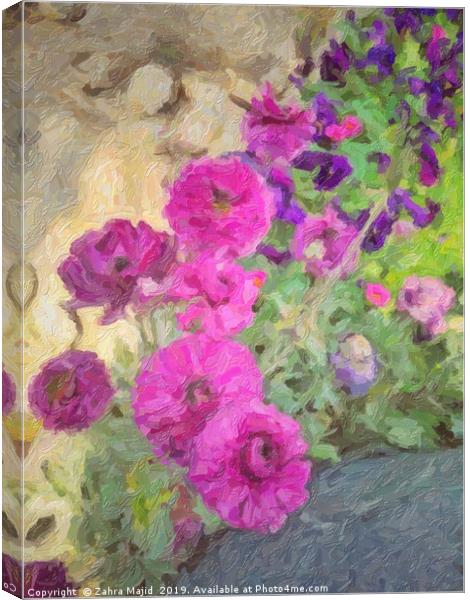 Artsy Floral Fuscia Canvas Print by Zahra Majid