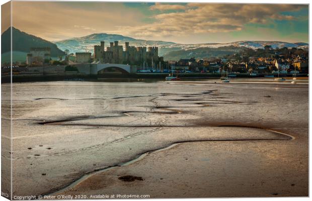 Low Tide, River Conwy Canvas Print by Peter O'Reilly
