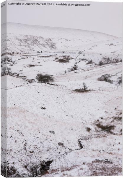 Snow at the Storey Arms, Brecon Beacons, South Wales, UK Canvas Print by Andrew Bartlett