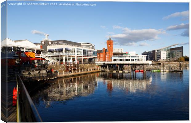 Mermaid Quay at Cardiff Bay, South Wales, UK Canvas Print by Andrew Bartlett