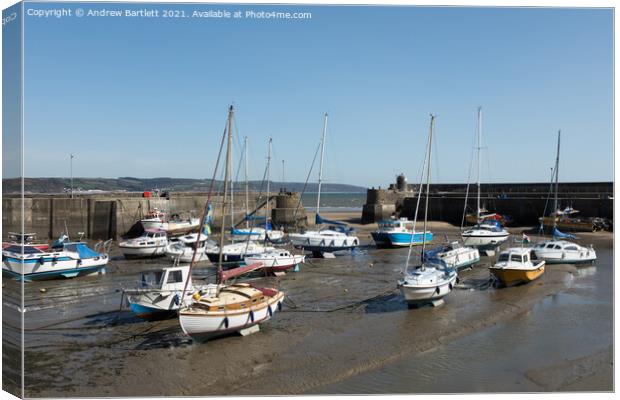 Saundersfoot harbour, Pembrokeshire, West Wales, UK Canvas Print by Andrew Bartlett