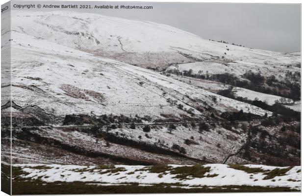 Snow at Storey Arms, Brecon Beacons, South Wales, UK Canvas Print by Andrew Bartlett