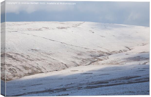 Snow at Storey Arms, Brecon Beacons, South Wales, UK Canvas Print by Andrew Bartlett