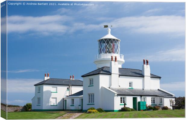 Caldey Island lighthouse, Tenby, Pembrokeshire, UK Canvas Print by Andrew Bartlett