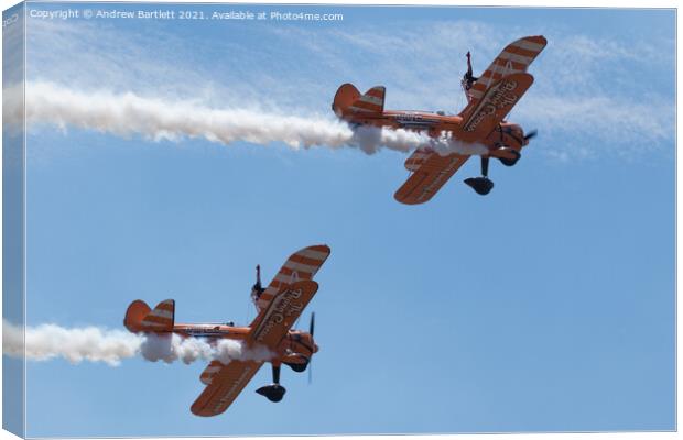 AeroSuperBatics Wing Walkers at Wales National Airshow, Swansea, UK. Canvas Print by Andrew Bartlett