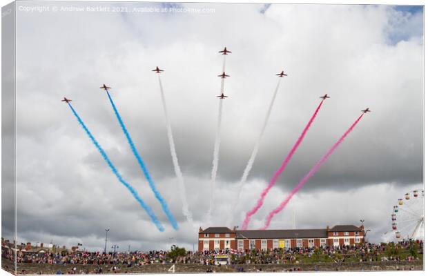 The Red Arrows at Barry Island, UK. Canvas Print by Andrew Bartlett