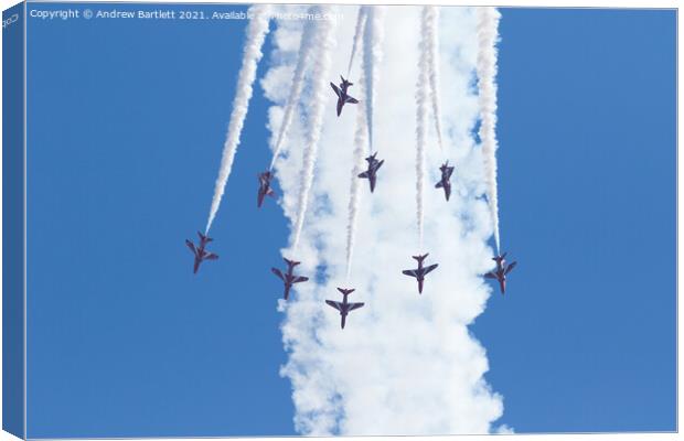 RAF Red Arrows at Swansea, UK Canvas Print by Andrew Bartlett