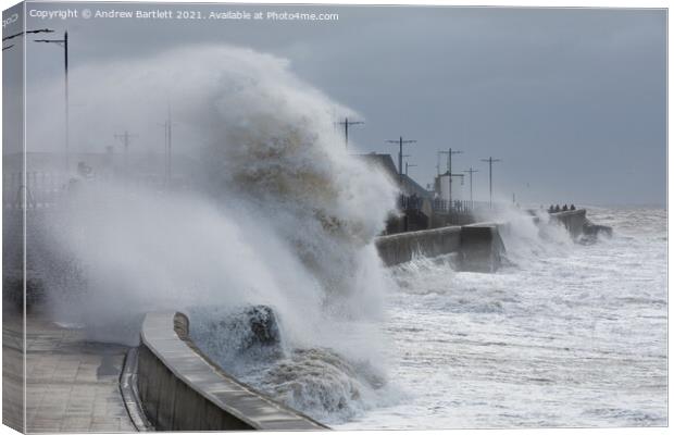 Storm Barra at Porthcawl, South Wales, UK Canvas Print by Andrew Bartlett
