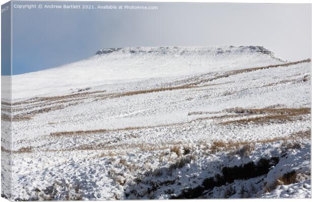 Brecon Beacons covered in snow, South Wales, UK Canvas Print by Andrew Bartlett